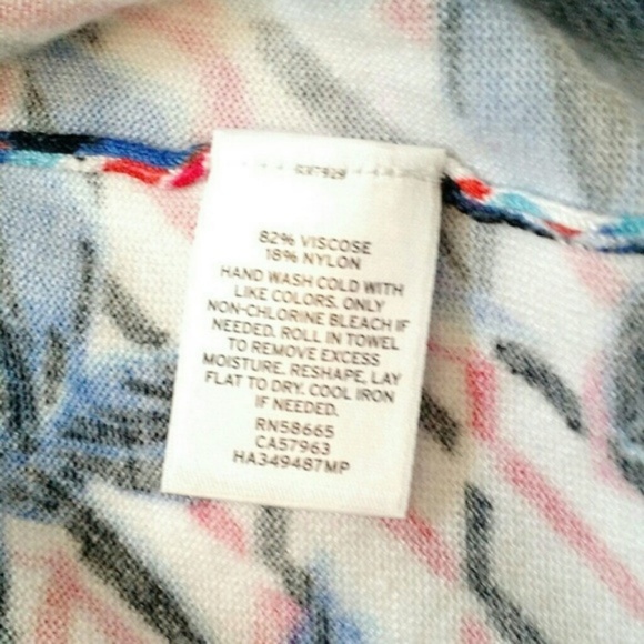 Halogen Cardigan 3/4 Sleeve Floral Stripes Sweater Viscose Sz xs - Picture 7 of 7